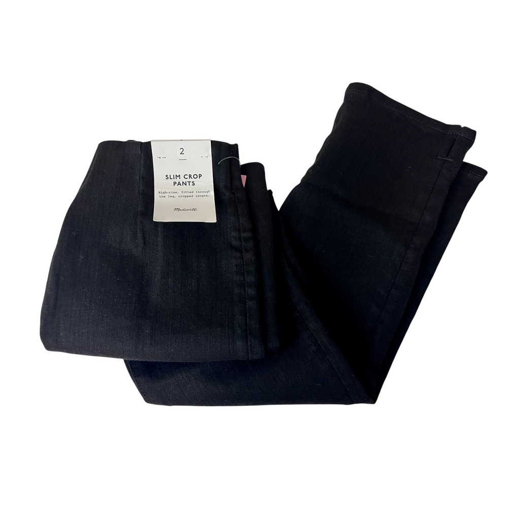 Madewell Slim Crop Pants Womens 2 Black New High Rise Cotton Blend NW850